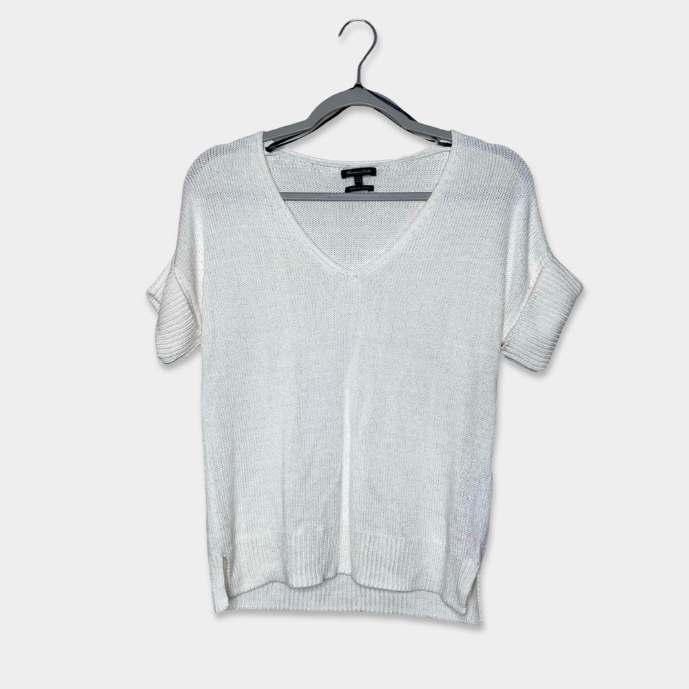 MASSIMO DUTTI Knit Blouse Size XS Cream Color GUC
